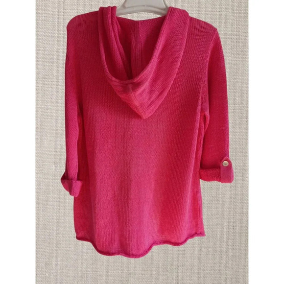 Chicos Womens Knit Cardigan Button Cuff Detail Begonia pink Size 2 - Picture 2 of 12